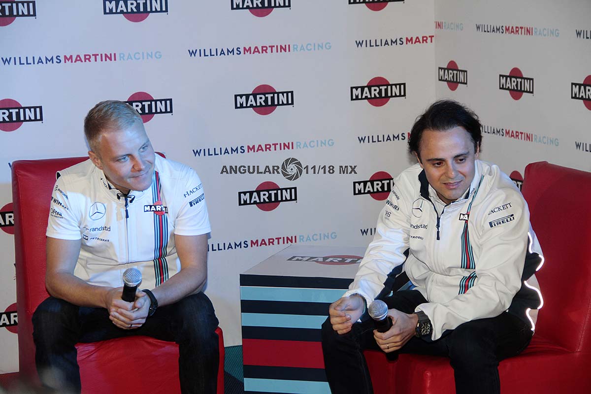 Los pilotos de Fórmula 1 Valteri Bottas y Felipe Massa presentados por  Martini