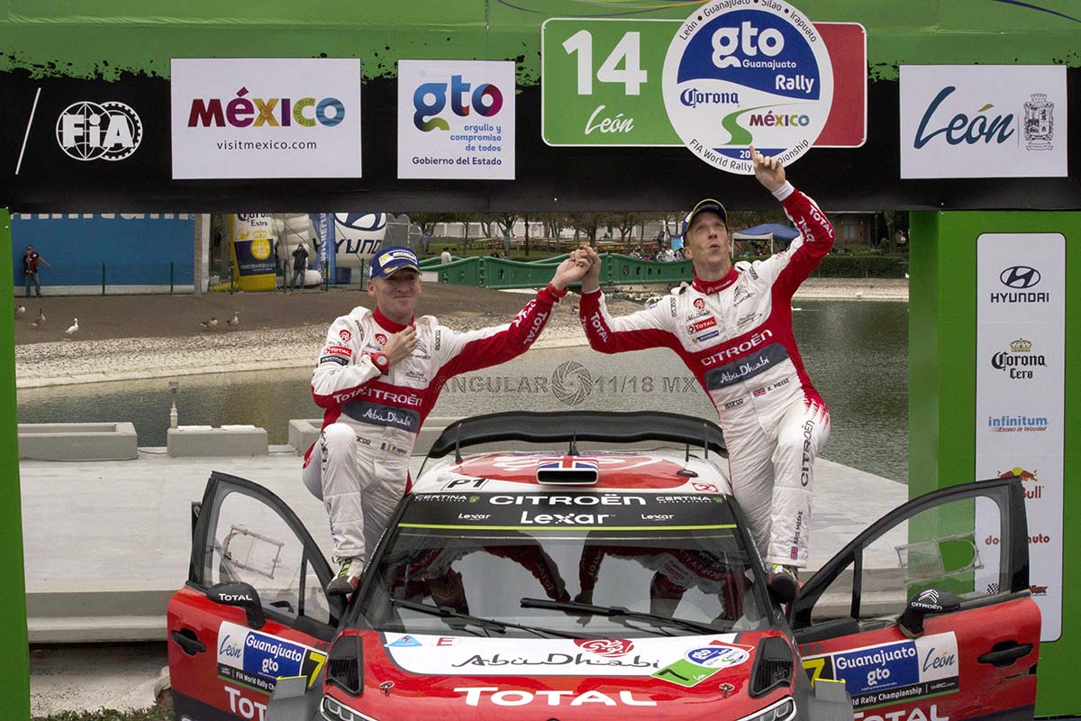 Kris Meeke del equipo Citroën Total Abu Dhabi World Rally  es el  campeón del Rally Guanajuato México
