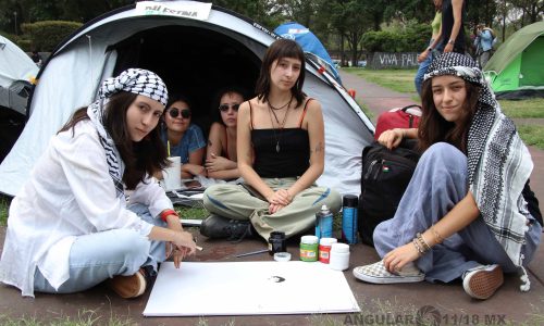 Campamento de Solidaridad con Palestina en la UNAM.